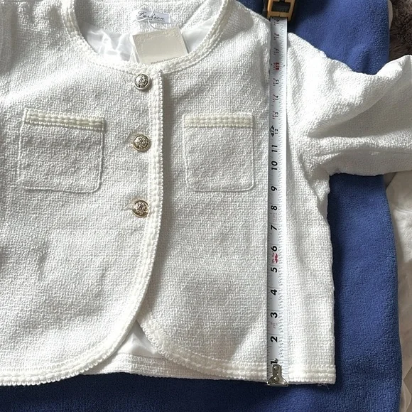 NEW Tweed like Lady Jacket w beautiful details summery light weight. Fits like M - Picture 6 of 9